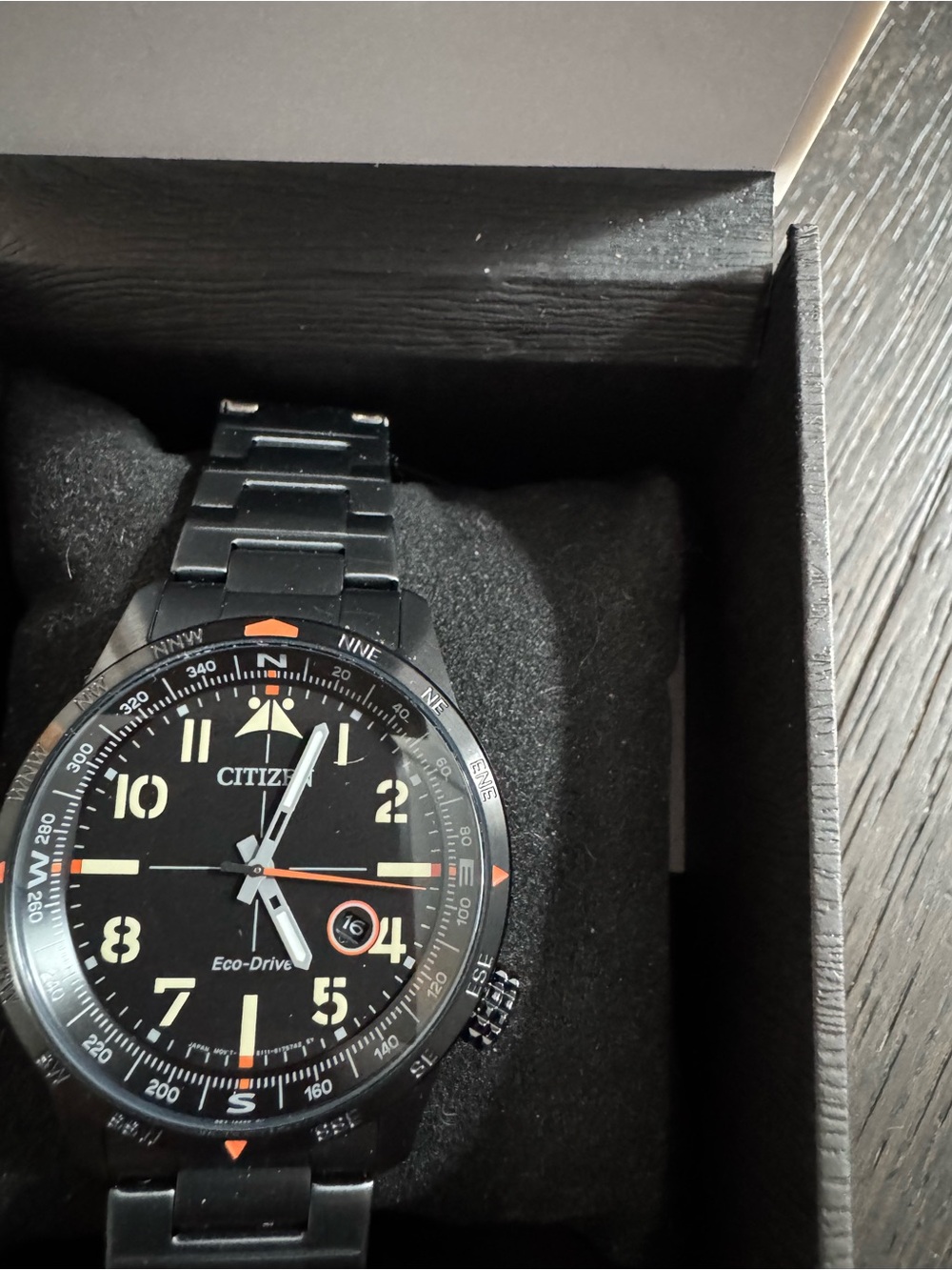 Citizen Black Dial Men's Pilot Watch with Orange Accents